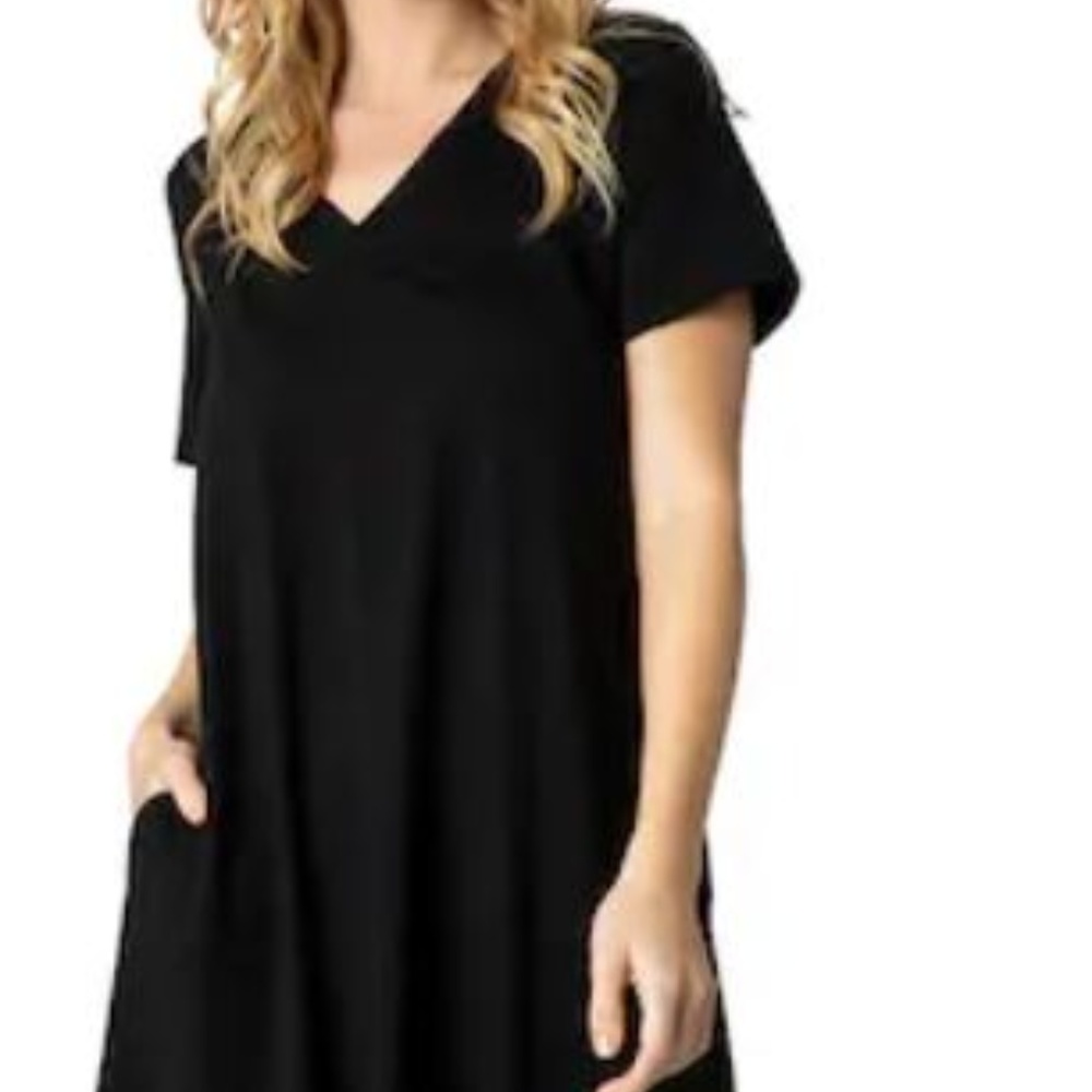 NEW 2X V-NECK TUNIC DRESS BLACK BY ACTING PRO